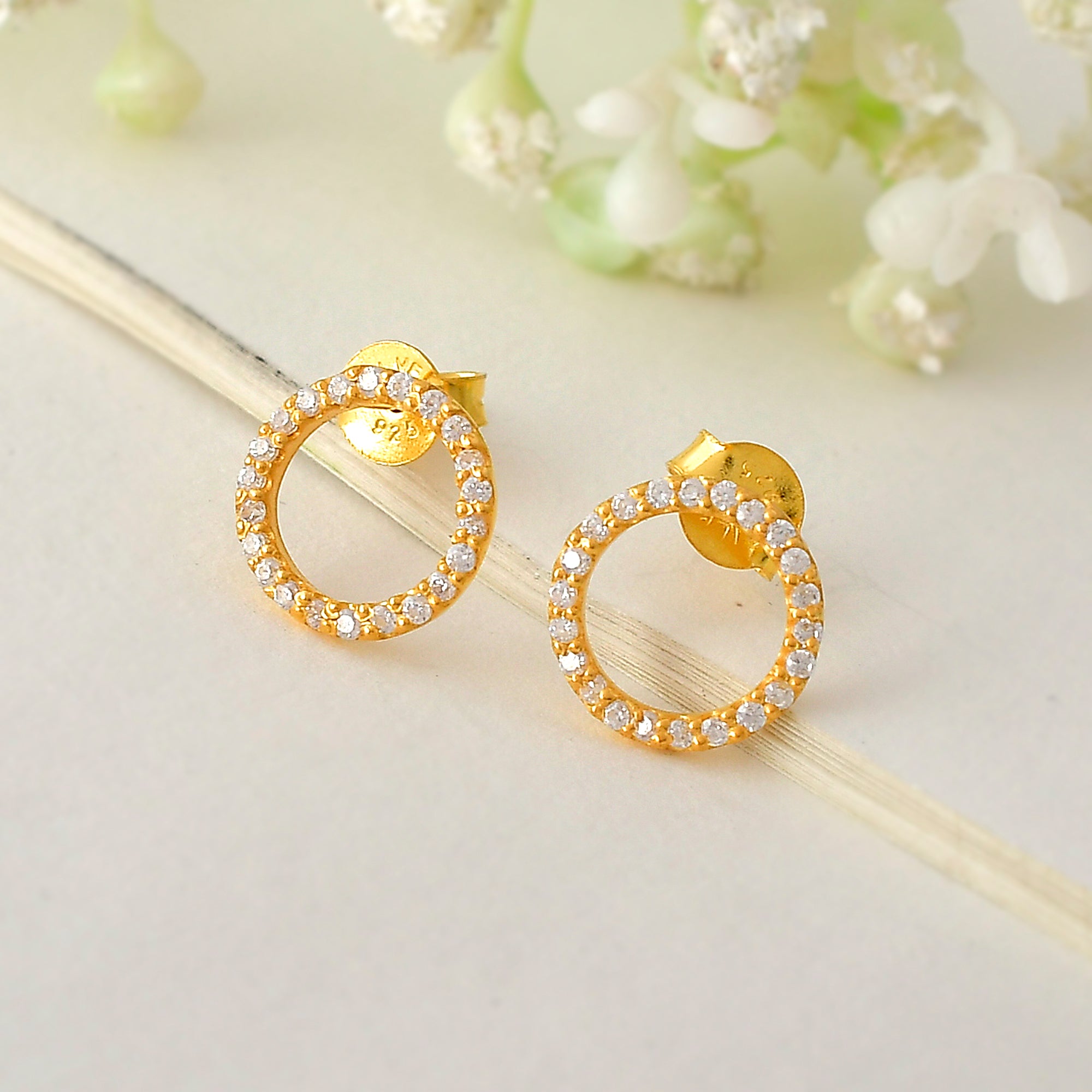 Delicate Gold Stone Studded Pearl Drop Earrings