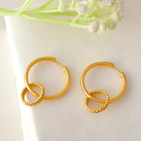 Silver Earrings Double Hoop Gold Played Earrings Image 2