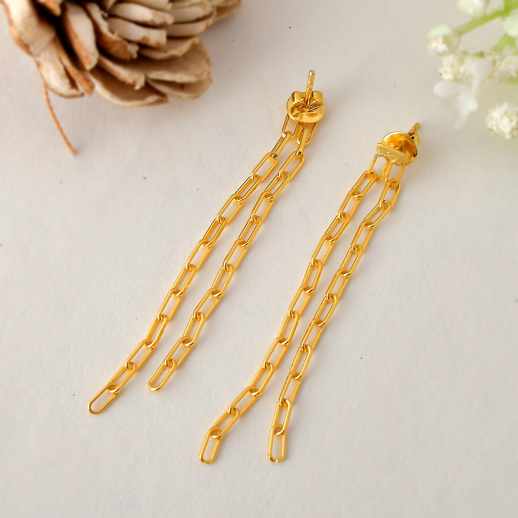 Enticing Design Hanging Chain 22k Gold earrings – atjewels.in