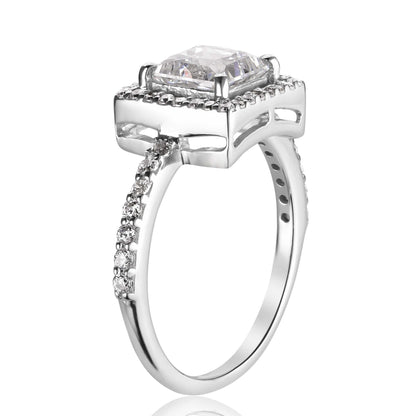 Silver Engagement Rings Princess Cut Silver American Diamond Ring Image 1