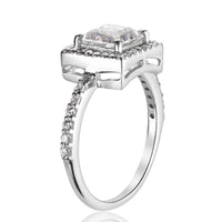 Silver Engagement Rings Princess Cut Silver American Diamond Ring Image 1
