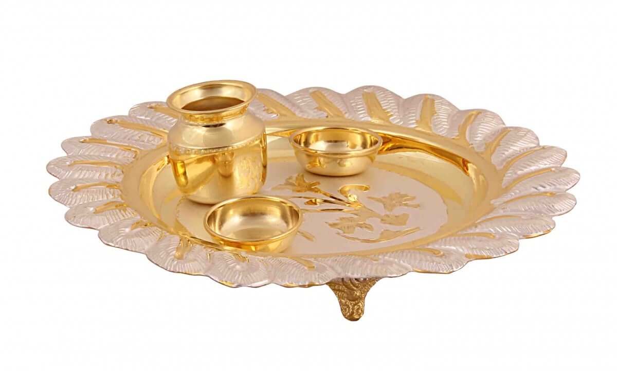 Handcrafted Pooja Thali with Gold Plated – VerveJewels