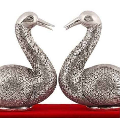 Silver Gift and Articles Pair Of Pure Silver Duck Statue Image 1