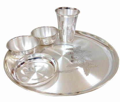 Silver Gift and Articles Silver Dinner Set Flower Leaves Design Image 1