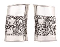 Silver Gift and Articles Silver Glass Set Fruits Embossed