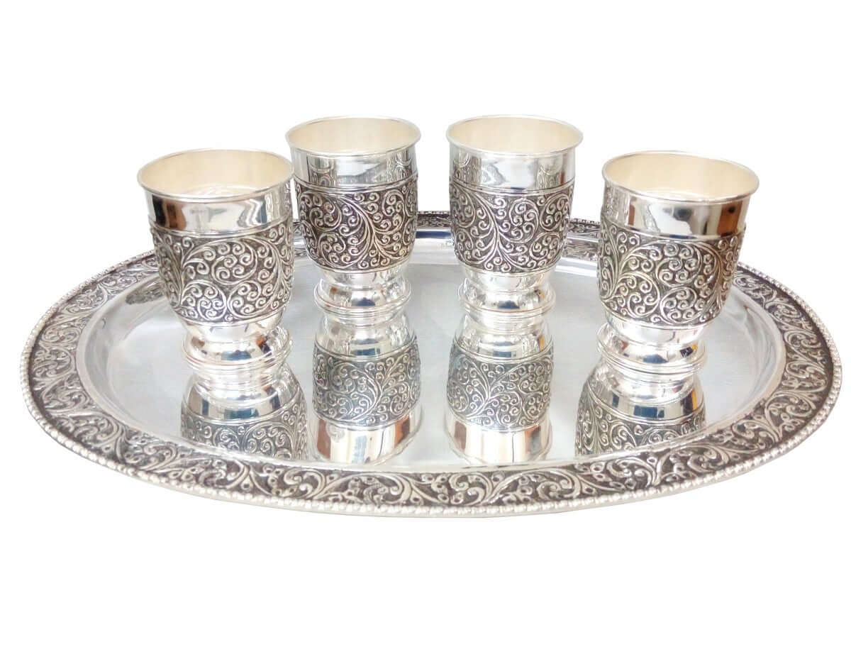 Silver Gift and Articles Silver Glass Set with Tray Image 1