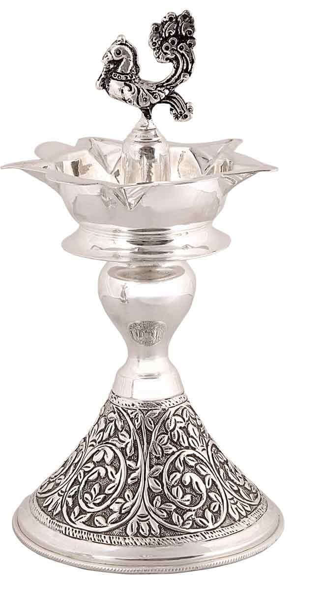 Silver Gift and Articles Silver Narthaki Plain Top Lamp Image 2