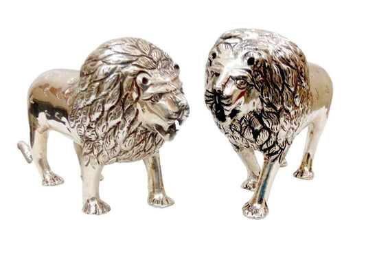 Silver Gift and Articles Silver Pair Of Lion Image 1