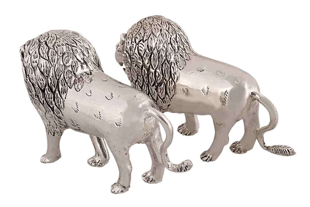 Silver Gift and Articles Silver Pair Of Lion Image 3