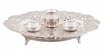 Silver Gift and Articles Silver Pooja Thali Image 1