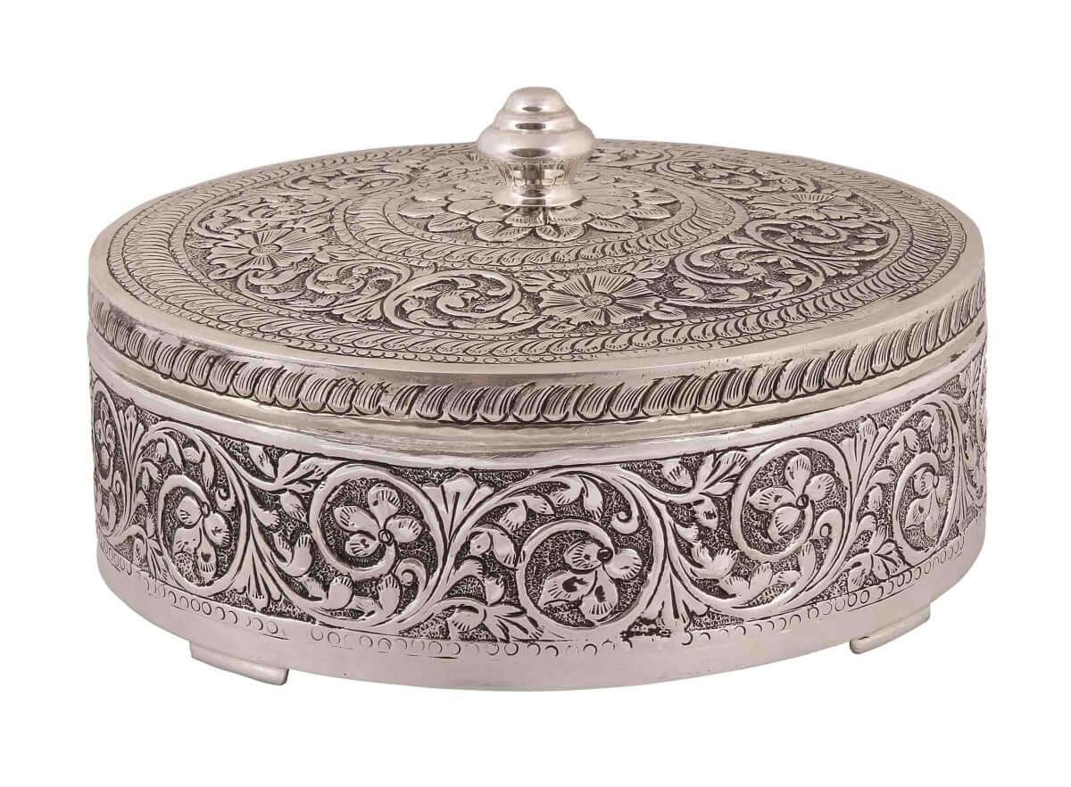 Silver Gift and Articles Traditional Silver Dry Fruit Box 2