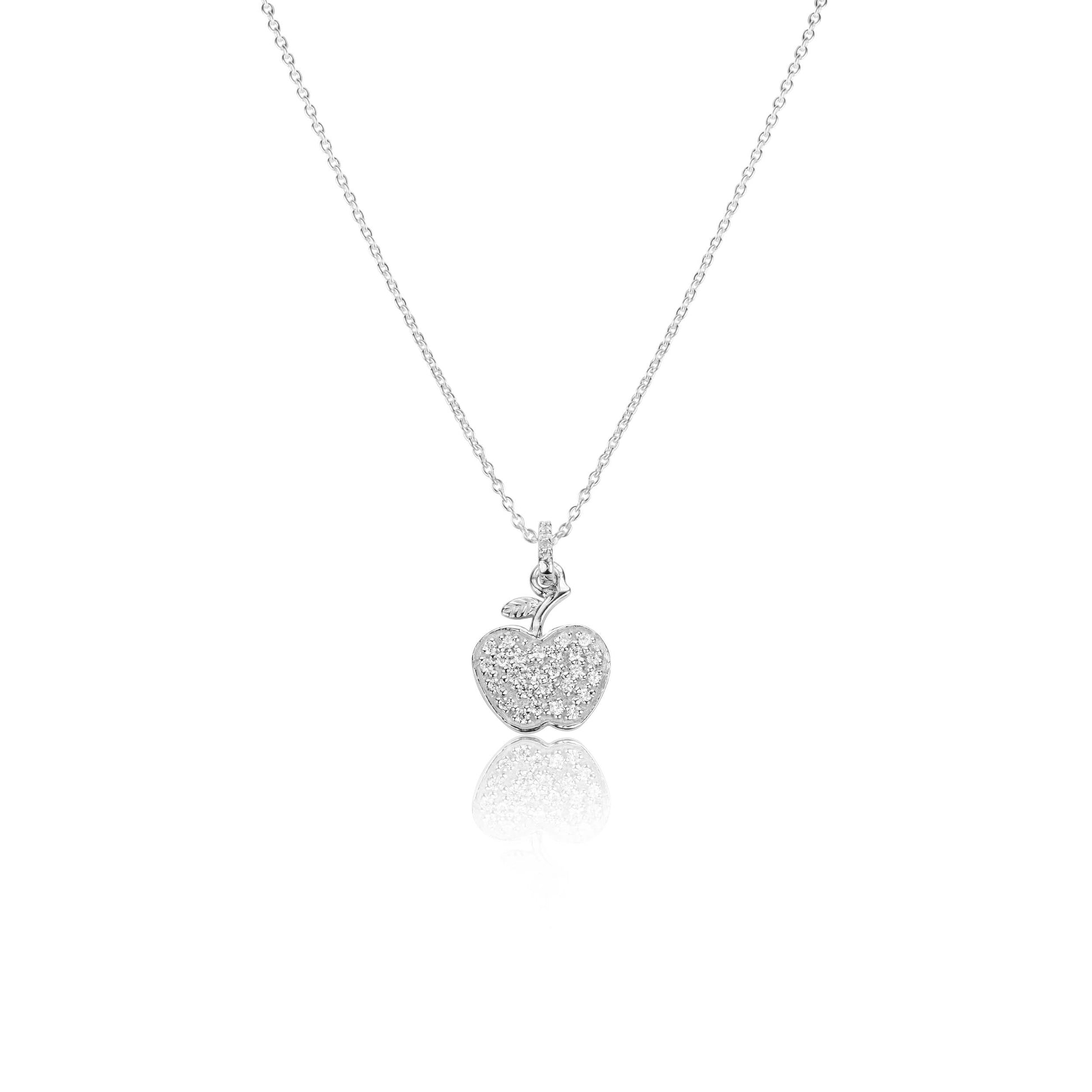 Silver Necklace Apple Pave Necklace