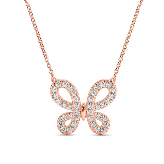 Silver Necklace Butterfly Rose Gold Necklace Image 1