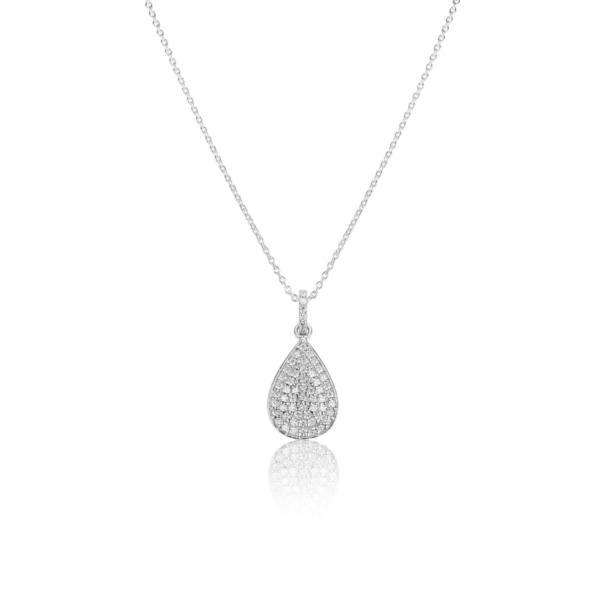 Silver Necklace Dainty Diamonds Droplet Necklace