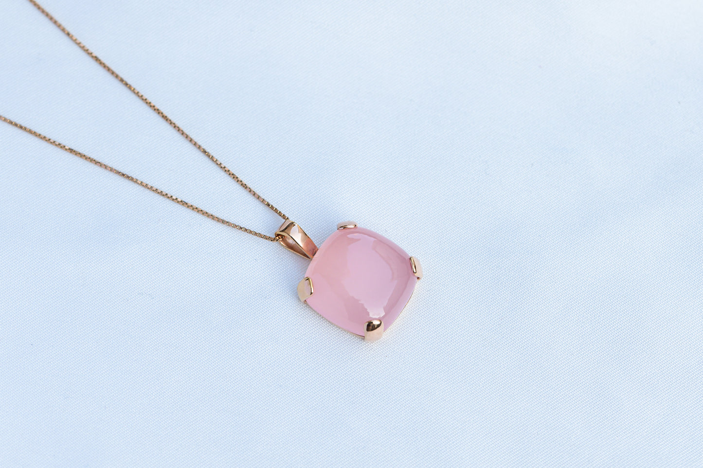 Silver Necklace Dainty Pink Square Opal Necklace Image 1