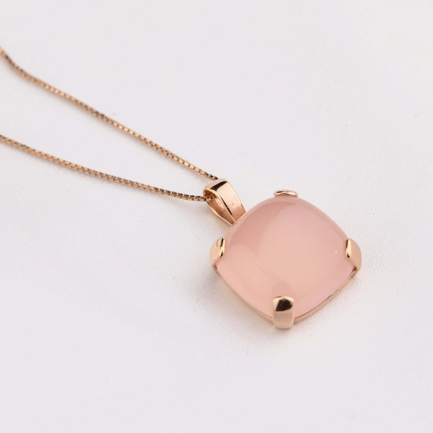 Silver Necklace Dainty Pink Square Opal Necklace