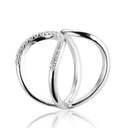Silver Rings Modest Cubic Zirconia X-Shaped Rings