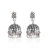 Tribal Earrings Crystal Stones Silver Jhumki 2
