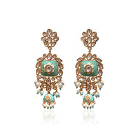 Tribal Earrings Elegant Green Hanging Earrings