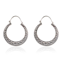 Tribal Earrings Elegant Silver Round Bali