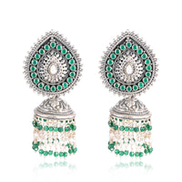 Tribal Earrings Saira Silver Jhumkas with Pearls