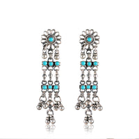 Tribal Earrings Silver Long Danglers