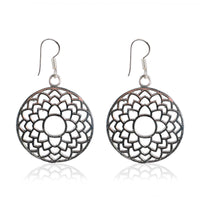 Tribal Earrings Silver Round Bali 1