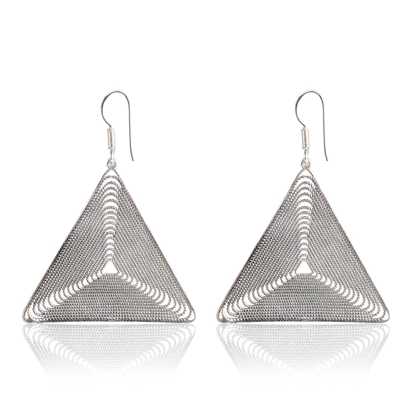 Tribal Earrings Silver Triangle Earrings