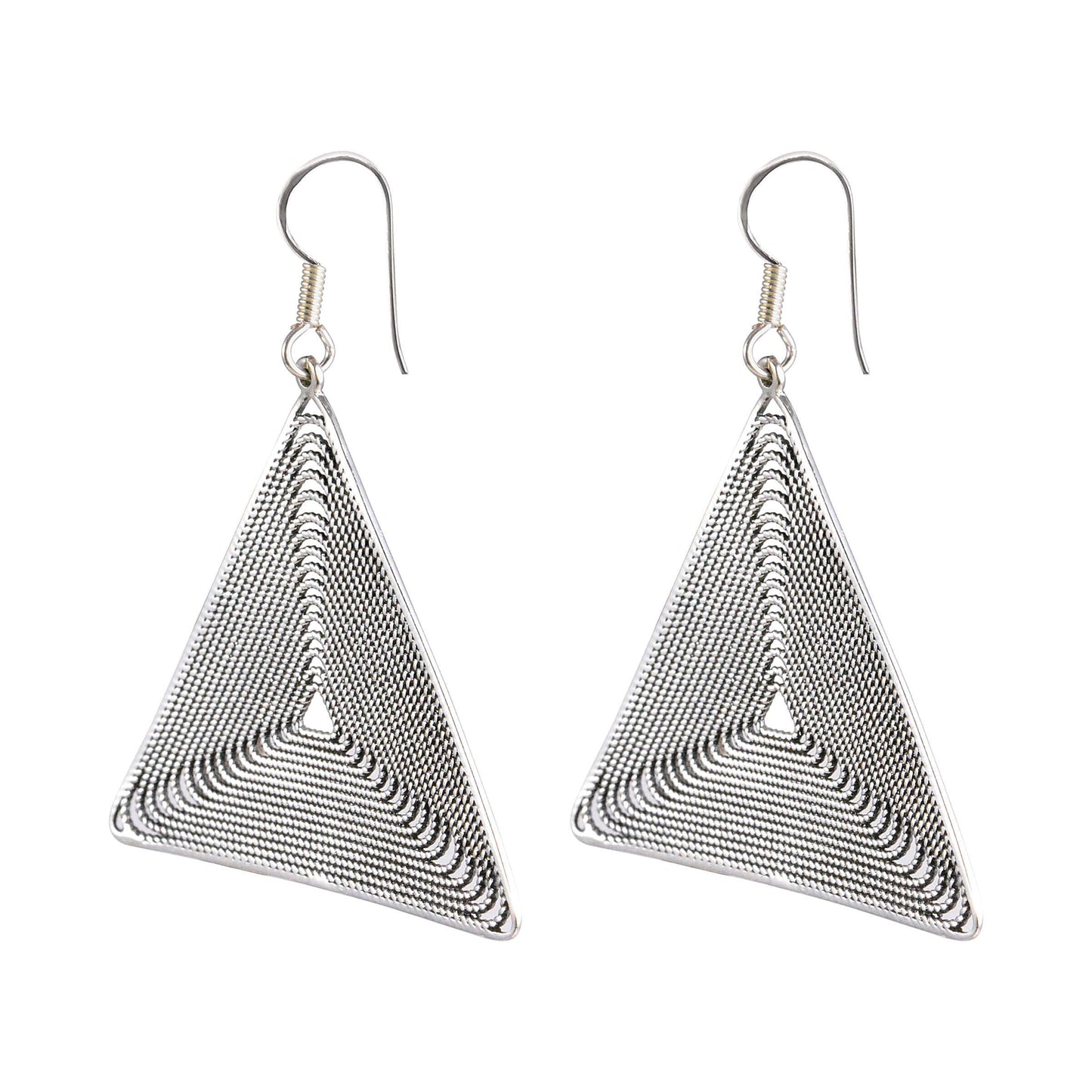 Tribal Earrings Silver Triangle Earrings 2