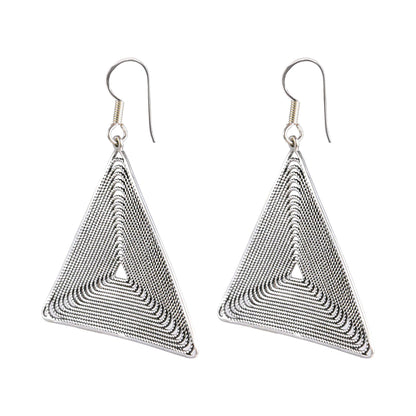 Tribal Earrings Silver Triangle Earrings 2