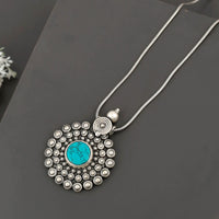 Tribal Necklace Calm Sea Turquoise/Firoza Pendant with silver chain 2