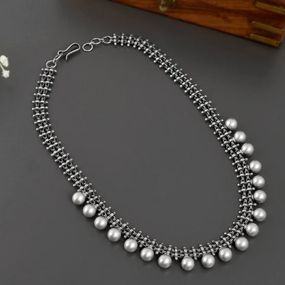 Tribal Necklace Contemporary 925 Silver Pearl Necklace 2