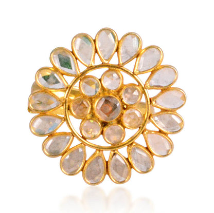 Tribal Rings Gold Plated Floral Ring