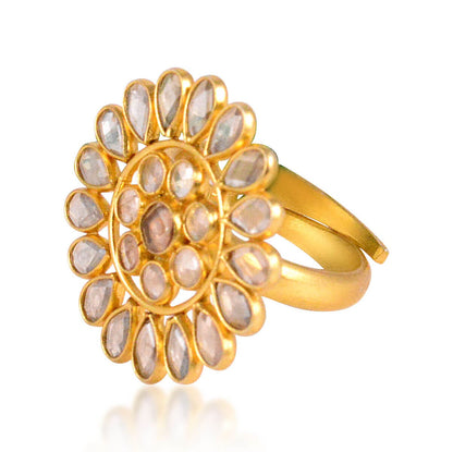 Tribal Rings Gold Plated Floral Ring Image2