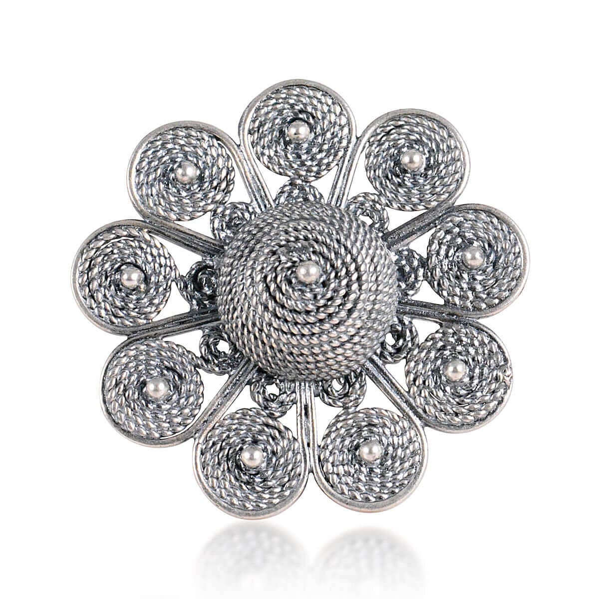 Tribal Rings Spectacular Floral Pure Silver Ring